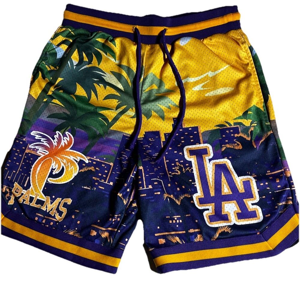 Rebel Vengeance LA Lakers Mesh Basketball Shorts Men’s Small Purple Gold